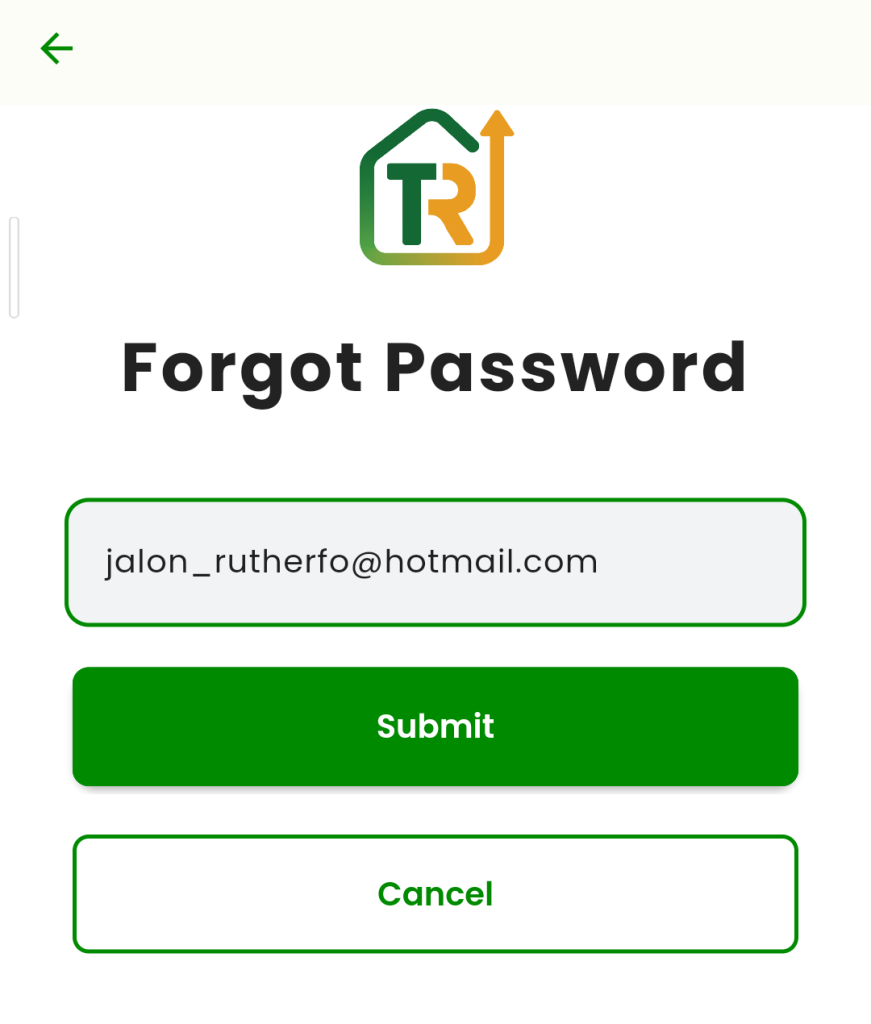 Forgot Password Page